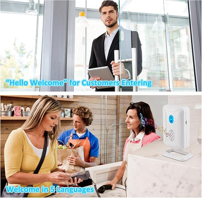 GreenCycle Door Chimes When Door Opens, Wireless Door Sensor Chime Alarm with 600Ft Range, 36Songs, 4 Volume Levels for Business/Store/Home/Office When Entering, 2Receivers 1Sensor