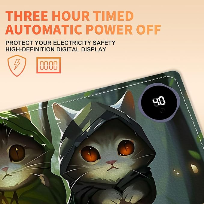 Heated Mouse Pad, Warm Desk Pad, Keyboard Mat 31.5 x 13 Inch Intelligent Fast Heating, 3 Speed Adjustable, Timed Auto Power Off for Game Office Home,3 Cat Apostles Carrying Lanterns