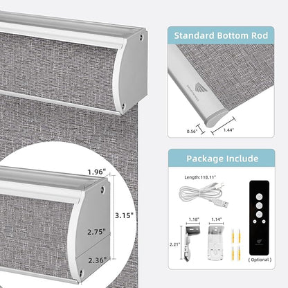 SmartWings Motorized Smart Blinds for Windows in Light Filtering, Electric Remote Roller Shades Compatible with Alexa/Google Home/Homekit, Custom Up to 110”W x 148”H, Safari Translucent Midnight