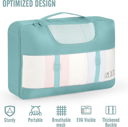 Veken 10 Set Packing Cubes for Travel Essential, Suitcase Organizer Bags in 4 Sizes, Carry-On Luggage Accessories with Large Laundry & Hanging Toiletry Bag, Must-Have for Airplane, Road Trip & Camping