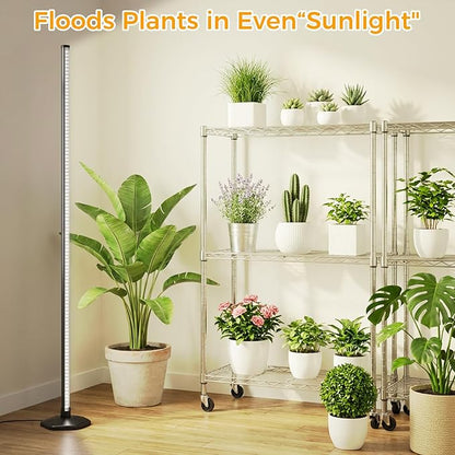 Standing Grow Light with Timer, 192 LEDs, 65 Inch Full Spectrum Vertical Plant Lamp Bar for Indoor, 3 Light Modes, 10 Level Dimmable Floor Grow Light, Mimic Sunlight to Tall Plants & Flowering