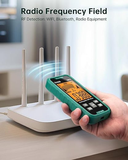 ERICKHILL EMF Detector, 3‑in‑1 Portable EMF Meter and Radiation Detector for RF, EF, MF, & WiFi Signal– EMF Reader with 3-Color Sound‑Light Alarm, Rechargeable Battery for Home, Office & Ghost Hunting