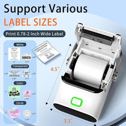 Rongta Bluetooth Label Maker Machine with Tape, Thermal Label Printer for Office, Small Business Essentials, Home Organization, Portable Inkless Sticker Label Maker with 2x1.18 inch Labels