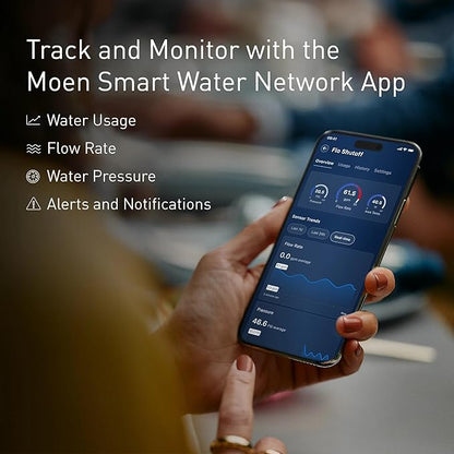 Moen Flo Smart Water Monitor and Automatic Shutoff Sensor, Wi-Fi Connected Water Leak Detector for 1-Inch Diameter Pipe, 900-006