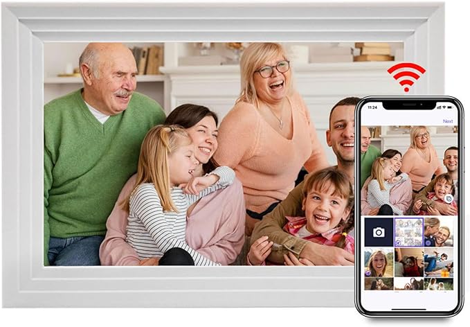 Sorandy 10.1 Inch Digital Picture Frame, WiFi Smart Photo Frame with 1280x800 IPS HD Auto Rotate 32GB, Share Photos Remotely via App for Home Office Gift