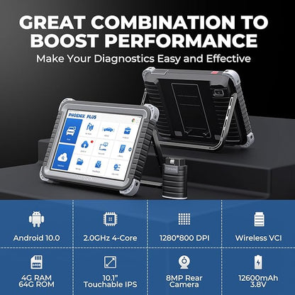 TOPDON Scanner Phoenix Plus, OE-Level ECU Code Scan Tool with Bidirectional Control, Topology Map, All System, 41+ Services, FCA SGW AutoAuth, V.A.G Guided, 2-Years Free Update, Module Configuration