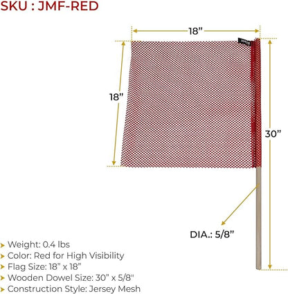 Mytee Products (4 Pack) 18"x18" Red Safety Flags for Truck Loads w/Dowel - DOT Compliant Jersey Mesh Warning Flags on Stick for Oversize Wide Load, Construction, Road Traffic, Pedestrian Signs