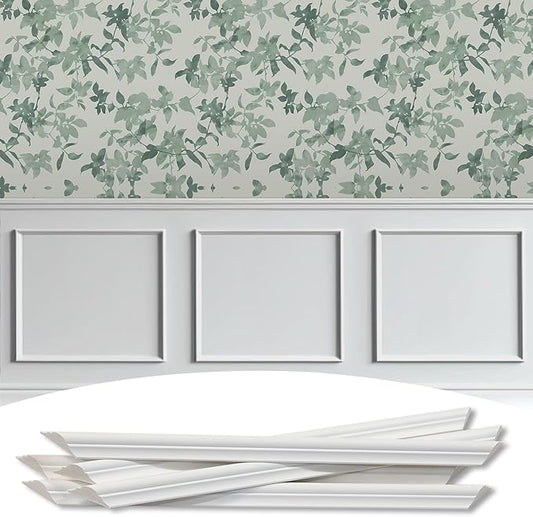 3-Frame 24" x 24" Premade Accent Wall Molding Kit, Ready-to-Assemble Wainscoting Panels, Pre-Cut Chair Rail Moulding Trim Picture Frame for Home Décor