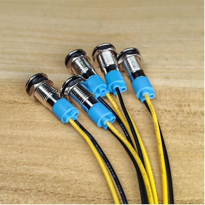 5pcs 8mm LED Metal Indicator Light 110V-220VAC Waterproof Signal Lamp (White)