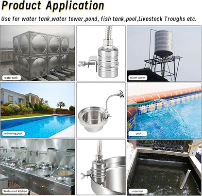 Float Valve, 1/2" to 3/4" 1" 304 Stainless Steel Fully Automatic Water Level Controller, Automatic Water Level Control Float Valve for Water Tank, Livestock Troughs, Pool, Distiller