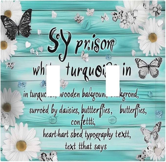 Teal Butterfly Daisy Rustic Wooden Signs Decorative Switch Plates 2 Gang Double Toggle Outlet Light Switch Cover Wall Plate Electrical Faceplate For Farmhouse Cabin Decor