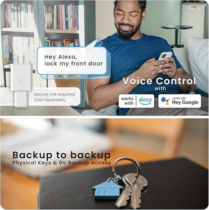 Lockly Secure Plus Bluetooth Smart Door Lock, Keyless Entry with PIN Genie® Digital Keypad, 3D Biometric Fingerprint Sensor Front Door Lock Deadbolt, Voice Control & Auto Lock - Deadbolt Edition