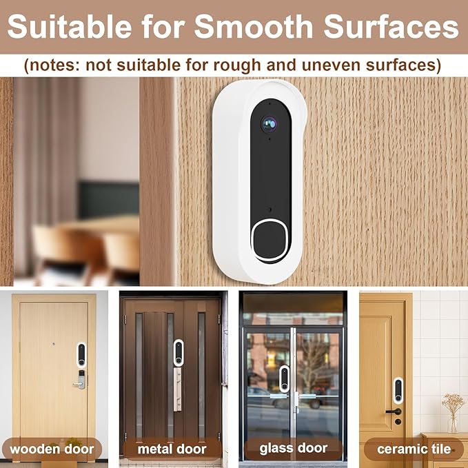 Adhesive Doorbell Mount Compatible with Arlo Video Doorbell 2K/HD (2nd Gen), No-Drill Mounting Bracket Accessories, Easy Installation, Anti-Theft Camera Mount for Apartments, Renters, Houses, Dorm