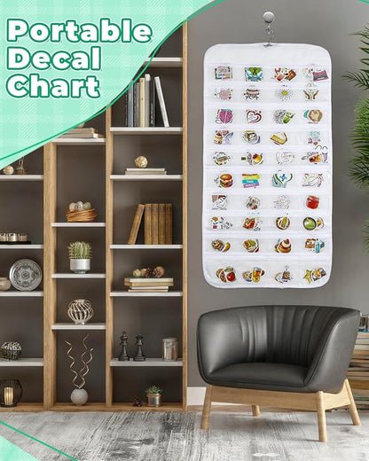 UCEC 2Pack Hanging Sticker Display Stand Double-Sided 80 Pocket Hanging Sticker Holder Organizer with Transparent Pockets, Portable Sticker Store for Classroom, Vendors, and Jewelry Organizer (White)