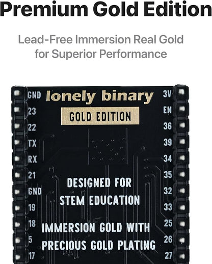3-Pack Lonely Binary ESP32 Gold Edition with External IPEX Antenna WiFi Bluetooth Dual-Core MCU with Screw/Non-Screw Expansion Boards, Type-C Port Compatible with Arduino IDE, MicroPython, ESP-IDF