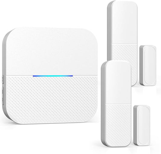 AIDA Door Alarms When Opened Wireless Ring Chime Sensor Alarm for Business/Home/Kids - 600ft Range, 58 Ringtones, 5 Volume Levels, Open Alert, Easy Install (1 Receiver + 2 Sensor)