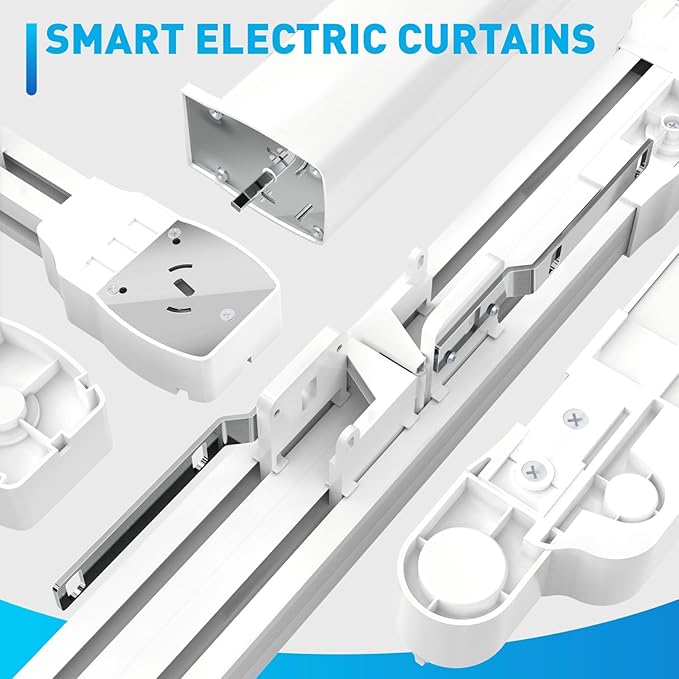 Smart Electric Curtains Track, Ceiling Curtains Track Adjustable Retractable Motorized Curtain Rod From 70 to 129 Inches, Automatic Curtain Opener, Work with Alexa/Google Home/Tuya Voice Control