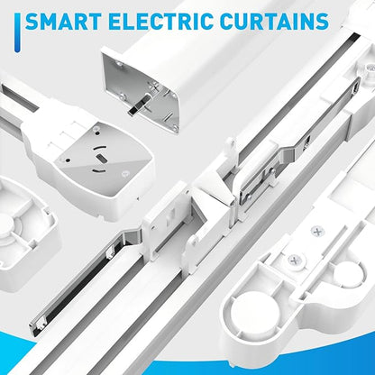 Smart Electric Curtains Track, Ceiling Curtains Track Adjustable Retractable Motorized Curtain Rod From 94 to 177 Inches, Automatic Curtain Opener, Work with Alexa/Google Home/Tuya Voice Control
