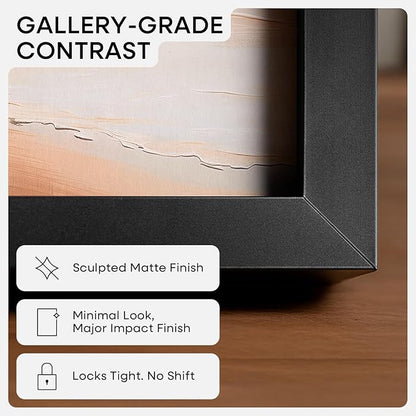 Homeforia 20x24 Picture Frame Black, High End Metal 20x24 Frame Matted to 16x20 Print, 20 x 24 Black Poster Frames with Mat 16 by 20 inch Photo, 24x20 Hanging Frame, Tempered Glass, Wall Kit, Set of 1