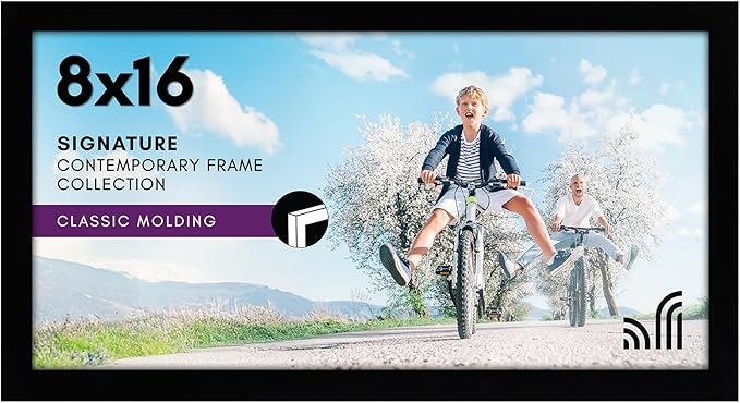 Americanflat 8x16 Picture Frame with Shatter-Resistant Glass - Signature Collection - Gallery-Style Frames Made of Engineered Wood - Photo Frame for Tabletop and Wall Display - Black