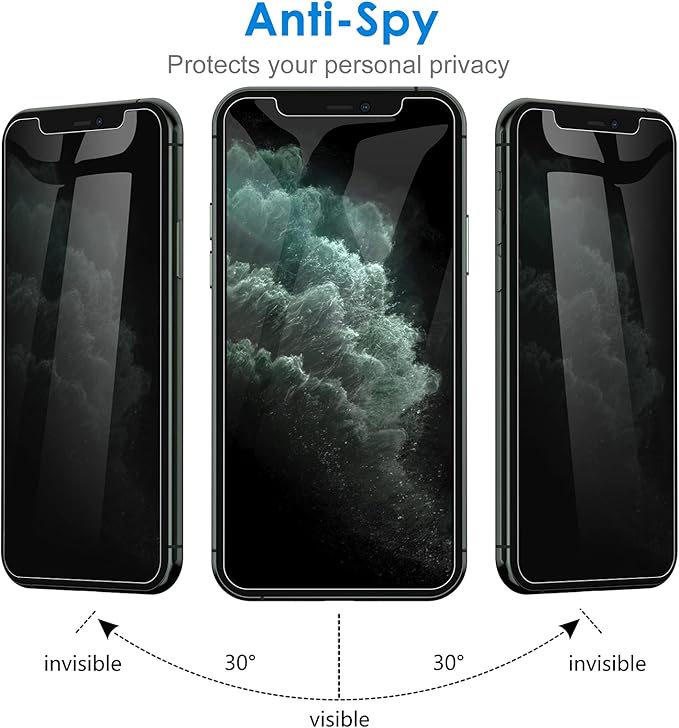 JETech Privacy Screen Protector for iPhone 11 Pro 5.8-Inch with Camera Lens Protector, Anti Spy Tempered Glass Film, 2-Pack Each