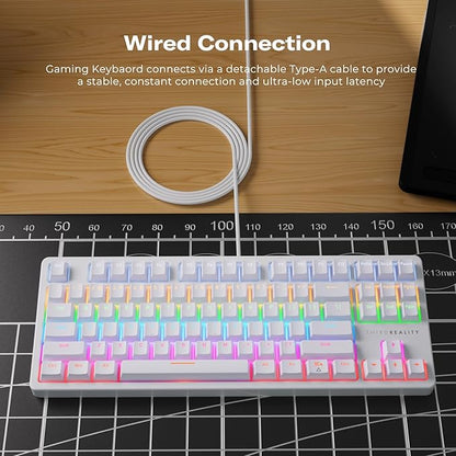 THIRDREALITY Smart Mechanical Keyboard MK1, Matter Over WiFi, 87-Key Wired Gaming Keyboard/USB-A, 44 Customizable RGB Lighting, Work with Home Assistant, SmartThings, Apple Home (White)