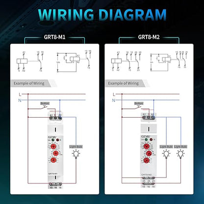 GRT8 M1 Multifunction Time Relay 16A AC 230V with 10 Relay Timer Control Delay Function Mode DIN Rail Electronic Relays of Wide Time Delay Range for 0.1 Seconds to 10 Days