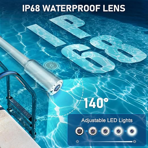 Sewer Camera, Self Leveling Drain Camera 100ft with Meter Counter, 9" HD Plumbing Cameras Snake with 12 LED Lights, 5100mAh Battery, IP68 & 32GB DVR Recorder, Duct Sewer Line Pipe Inspection