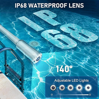Sewer Camera, Self Leveling Drain Camera 165ft with Meter Counter, 9" HD Plumbing Cameras Snake with 12 LED Lights, 5100mAh Battery, IP68 & 32GB DVR Recorder, Duct Sewer Line Pipe Inspection