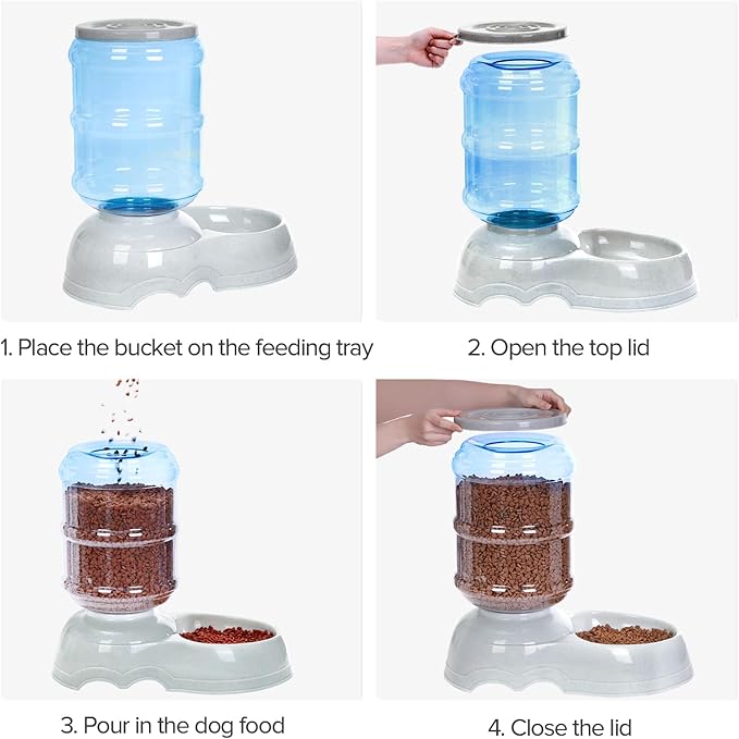 Kenond 3 Gallon Gravity Feeder, Automatic Dog Feeder, Dog Food Dispenser for Large Breed