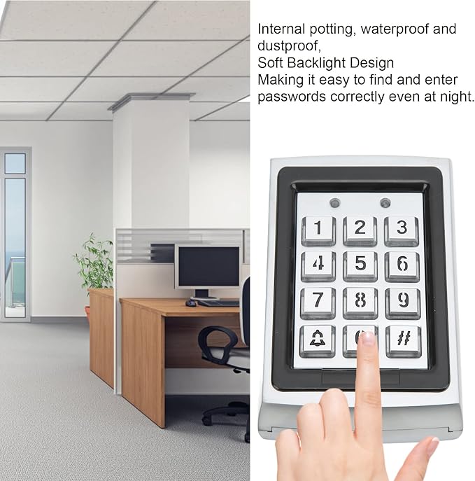 Door Access Control Machine Keyless Entry Pad Metal Shell , Smart RFID Reader Wired Garage Door Keypad Access Control System - Impact , Large Capacity, Ideal
