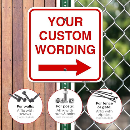 Custom Square Left or Right Arrow Sign, Personalize for Office, Business, Workplace, office, Home, Airbnb, Delivery Signs, 18x18 Inches Yellow, Rust Free .063 Aluminum, Fade Resistant, Made in USA