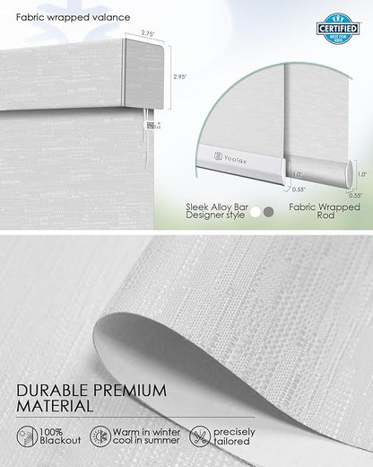 Yoolax Smart Blinds, Motorized Matter Roller Shades Blackout Automatic Blinds for Windows Motorized Shades Compatible with Alexa, Google Home, Homekit(Blackout Jacquard White)
