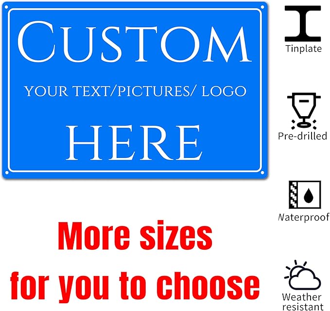 Custom Sign,Aluminum Weatherproof Metal Sign Multiple Sizes,Reflective, Customize for Office, Business, Workplace, office, Home, Delivery Signs(10 * 7Inch)