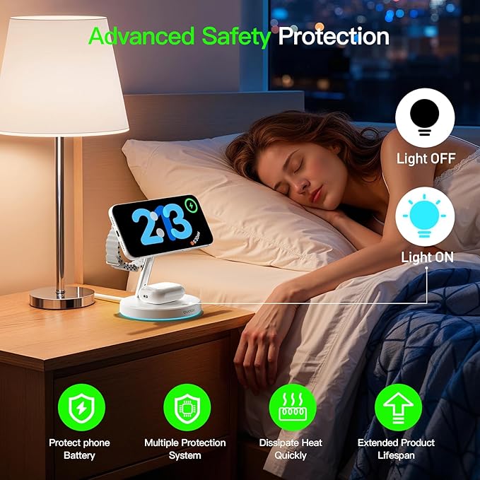 2025 3 in 1 Charging Station for Apple Compatible with Magsafe Charger Stand for iPhone 17 16 15 14 13 12 Wireless Charging Station for AirPods Wireless Charger for iWatch Series