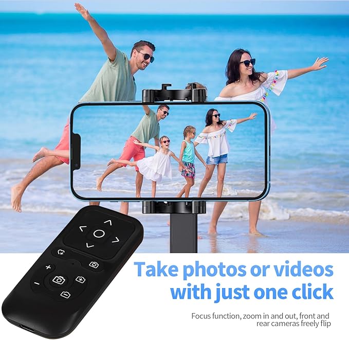 Wireless Camera Remote Control for iPhone, Control Phone Camera Shutter and Zoom, Control Scrolling Remote for Tiktok Videos, Page Turner for Kindle App, for iOS, Android, iPad (Black)