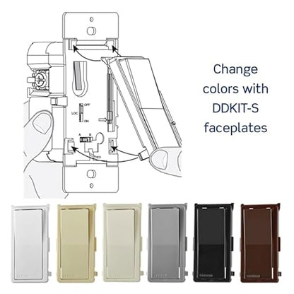 Leviton Decora Smart Switch Companion for Multi-Location Switching with Locator LED (Not for stand-alone use), 120/277VAC, 60Hz DD0SR-DLZ, White, Ivory, Light Almond