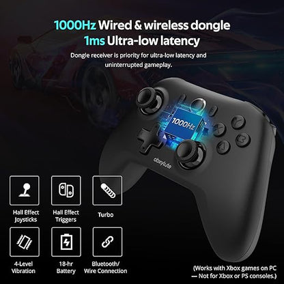 C6 Wireless PC Controller, Bluetooth Game Controller- 1000Hz Polling Rate- Hall Effect Joystick for Windows PC, Nintendo Switch, Switch 2, Steam Deck, Android TV/Mobile, iOS, MAC &Tesla Vibration Turbo
