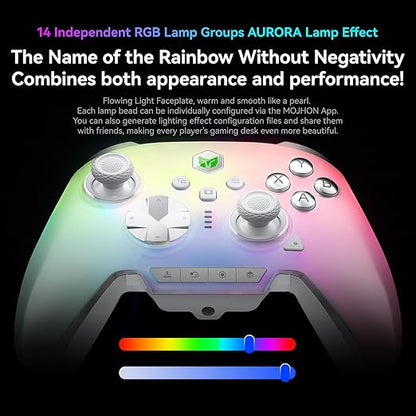 BIGBIG WON Rainbow 3 Wireless Controller 2000Hz Polling Rate Capacitive Joystick 16 Mechanical Keys 14 Custom RGB Lights 6-Axis Gyro Sensor Switchable Hall/Micro-switch Trigger 3.5mm Audio Jack Gamepad for PC/Switch2/iOS/Android