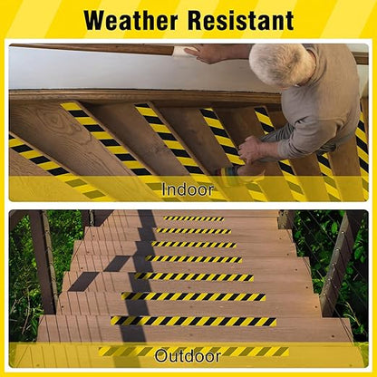 S&X Black/Yellow Anti Slip Tape 3" x 33 FT, Heavy-Duty Grip Tape for Stairs Outdoor Waterproof Safety Non Skid Roll High Traction Non Slip Strip with Hard-Wearing Surface
