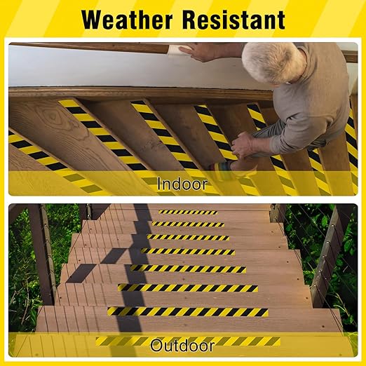 S&X Black/Yellow Anti Slip Tape 4" x 33 FT, Heavy-Duty Grip Tape for Stairs Outdoor Waterproof Safety Non Skid Roll High Traction Non Slip Treads with Hard-Wearing Surface