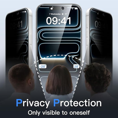 JETech Privacy Screen Protector for iPhone 17 Pro 6.3-Inch with Camera Lens Protector, Anti-Spy Tempered Glass Film, Easy Installation Tool, 2-Pack Each