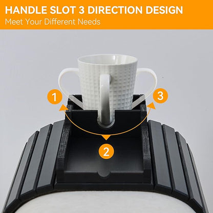 GEHE Bamboo Couch Cup Holder, Anti-Spill Sofa Arm Tray, Natural and Easy to Clean Couch Arm Cup Holder Armrest Tray Perfect for Cups, Beers, Snacks, Remote Control, Drinks