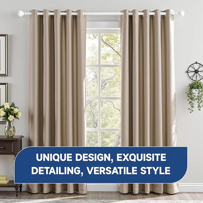 BRIOFOX White Curtain Rods for Windows 28 to 48 Inch(2.3-4ft)- 1'' Diameter Heavy Duty Curtain Rods with Imitation Wood Grain Pattern Finials,Adjustable Decorative Curtain Rods Sets,28-48''
