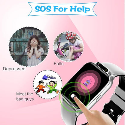 Smart Watch for Kids, 1.85" Fitness Tracker with Heart Rate, Sleep Monitor, IP68 Waterproof Smartwatches with Video Music, Pedometer, Game, NO APP/Phone, Gift for Boys Girls. (Classic, Silver)