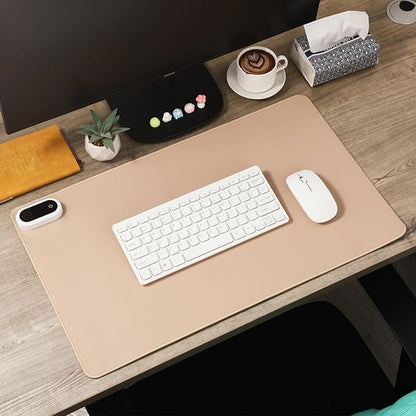 Konohan Heated Large Desk Mat PU Leather Warm Mouse Pad with 5 Heating Level & 4 Hour Auto Shut-Off Heating Keyboard Pad Warmer Gaming Mice Mat Only Supports 110v(Khaki Color,23.6"x 14.2")