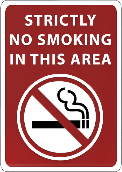 Strictly No Smoking in This Area Sign - ADA Compliant Digitally Printed Text Wall Sign - Smoke-Free Area Signs for Offices, Businesses, Hotels, and Restaurants - Vinyl 10” x 7”