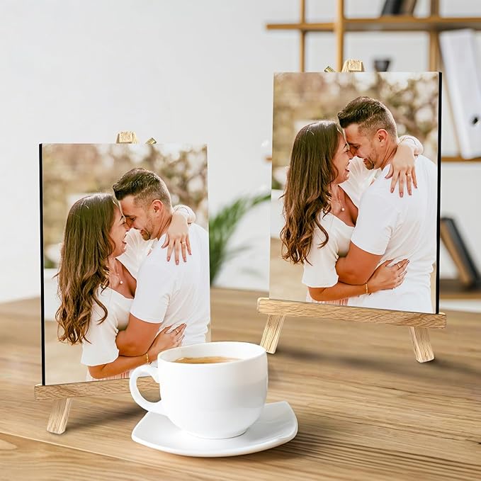 Custom Photo Frame with Stand, Personalized Picture Display, MDF and Wood Construction, Desktop Decor, Multiple Designs, Customizable Gift for Family and Friends