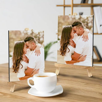 Custom Photo Frame with Stand, Personalized Picture Display, MDF and Wood Construction, Desktop Decor, Multiple Designs, Customizable Gift for Family and Friends