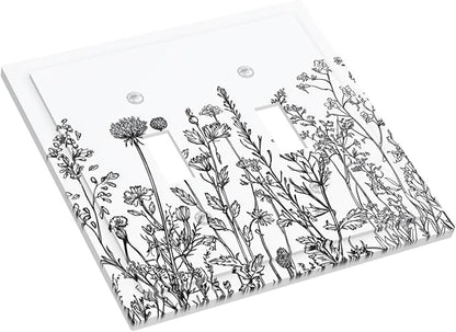 Decorative Switch Plates Floral Wildflower Rustic Plant Leaves 2 Gang Double Toggle Outlet Light Switch Cover Wall Plate Electrical Faceplate For Farmhouse Cabin Decor